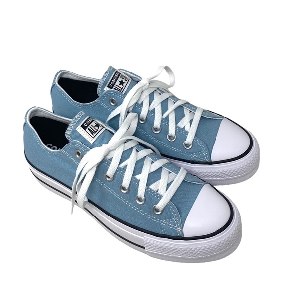 Converse Ctas Lift OX Worn Blue Canvas Platform Women's Low Top Sneaker A09956C - Picture 3 of 9